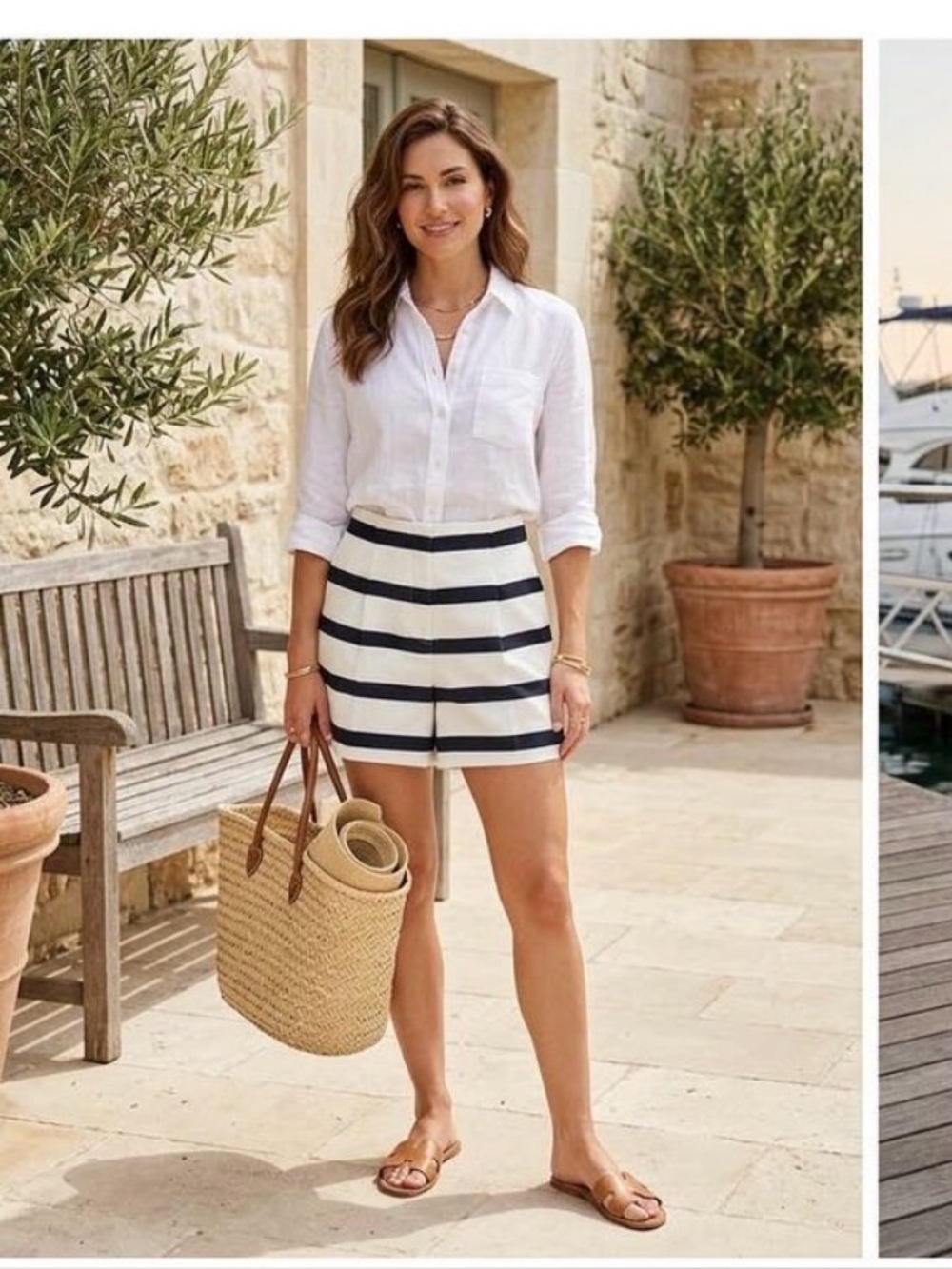 Zara White and Navy High-Waist Women’s Shorts